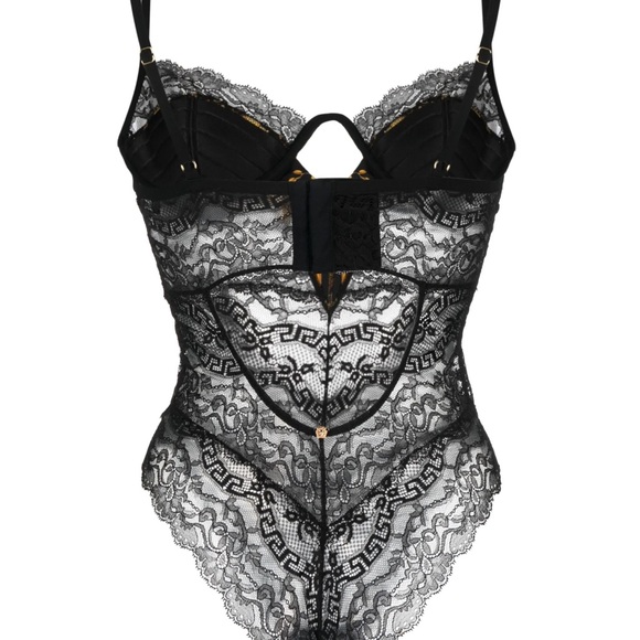 Versace Barocco Lace Bodysuit – Black & Gold, Size 1-D (With Tags) - Picture 2 of 10